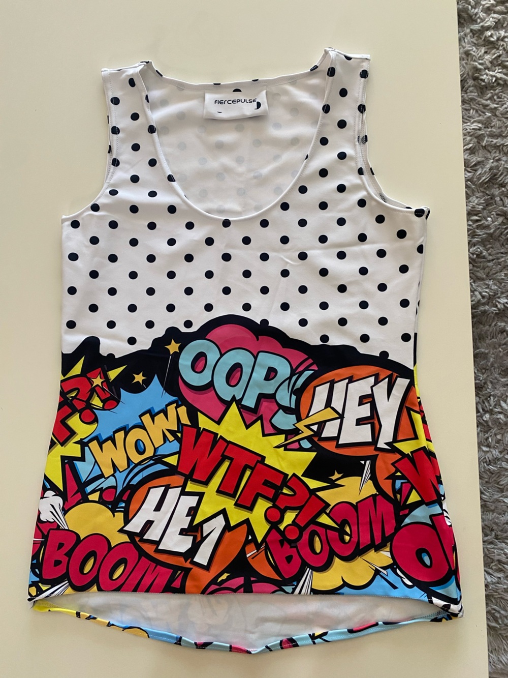 Fierce Pulse Pop Art Comic Print  Tank Top Size Large